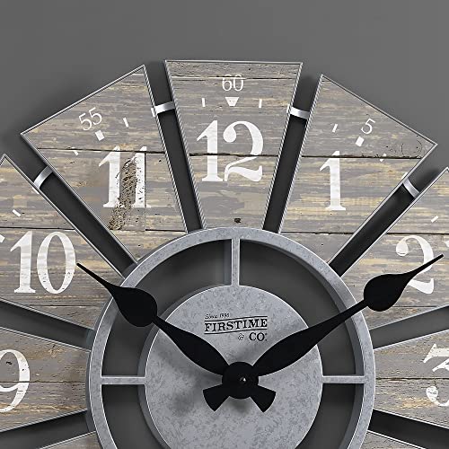 FirsTime & Co.® Gray Numeral Farmhouse Windmill Clock, American Crafted, Cool Gray, 24 x 2 x 24 ,