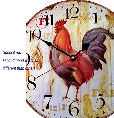 SKJIND Farmhouse Kitchen Wall Clock Wood (12inch)