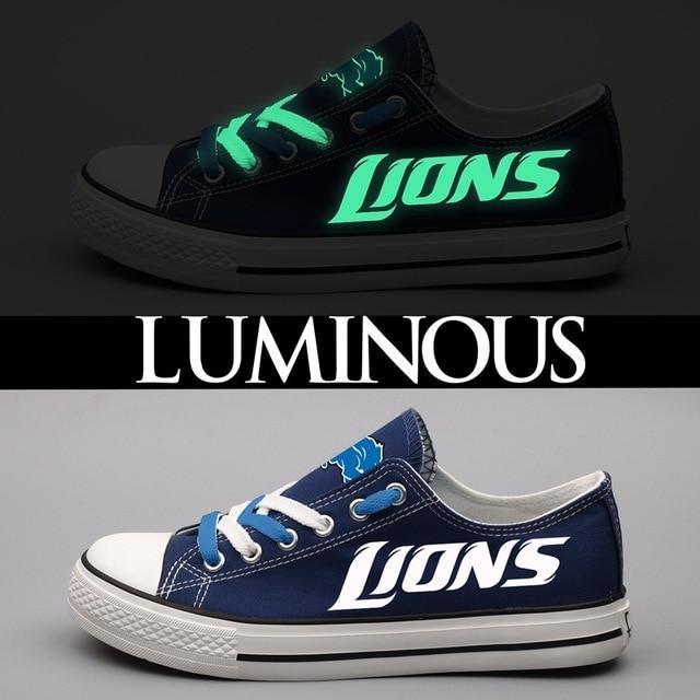 Detroit Lions Shoes Letter Glow In The Dark Shoes Cheap Laces Custom