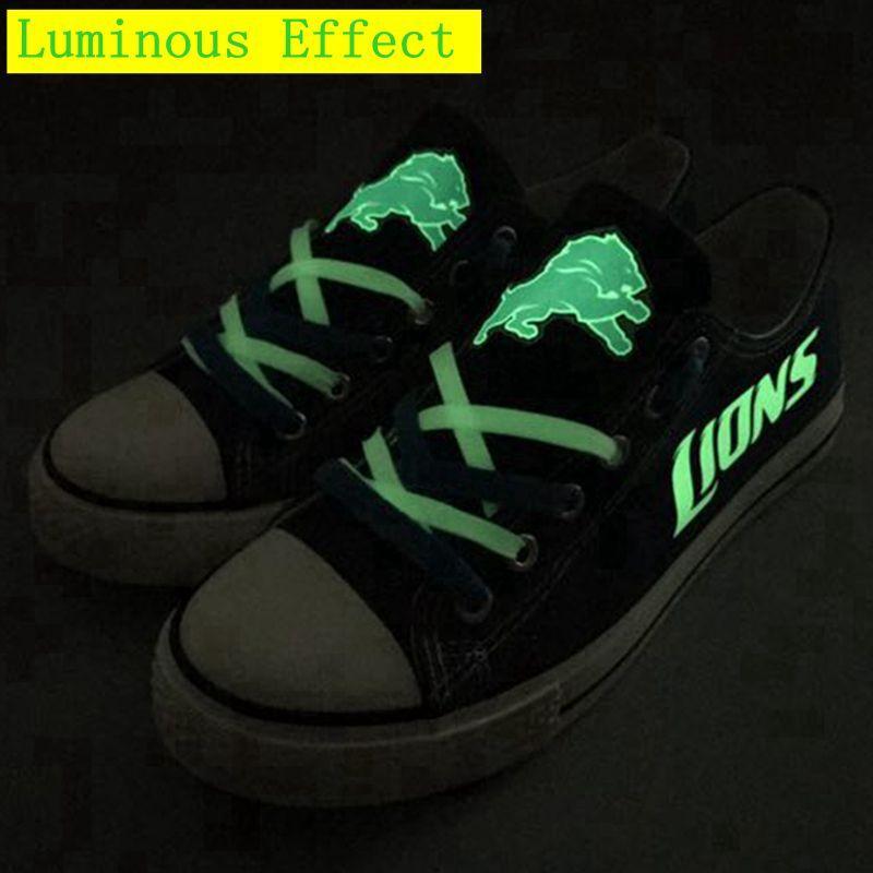 Detroit Lions Shoes Letter Glow In The Dark Shoes Cheap Laces Custom