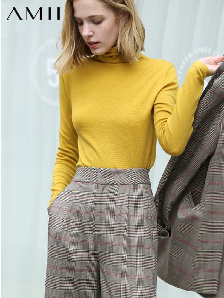 价格区间&库存为0 商品 AMII Minimalism Autumn Winter Women's Sweater Causal Solid Basic Turtleneck Sweaters For Women Women's sweater Tops 12020216