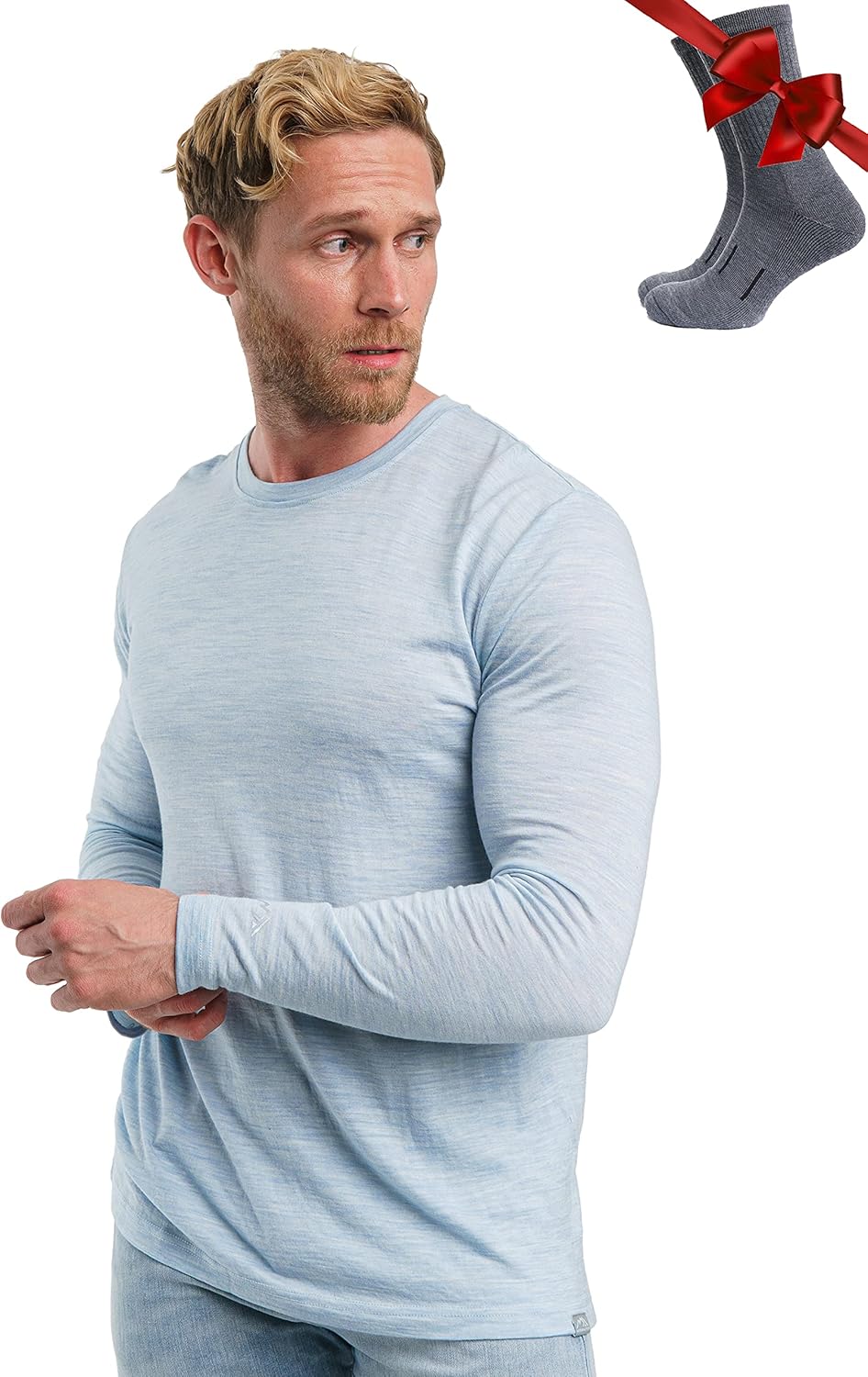 Merino.tech Merino Wool Base Layer - Mens 100% Merino Wool Long Sleeve Thermal Shirts Heavyweight, Midweight, Lite with Socks