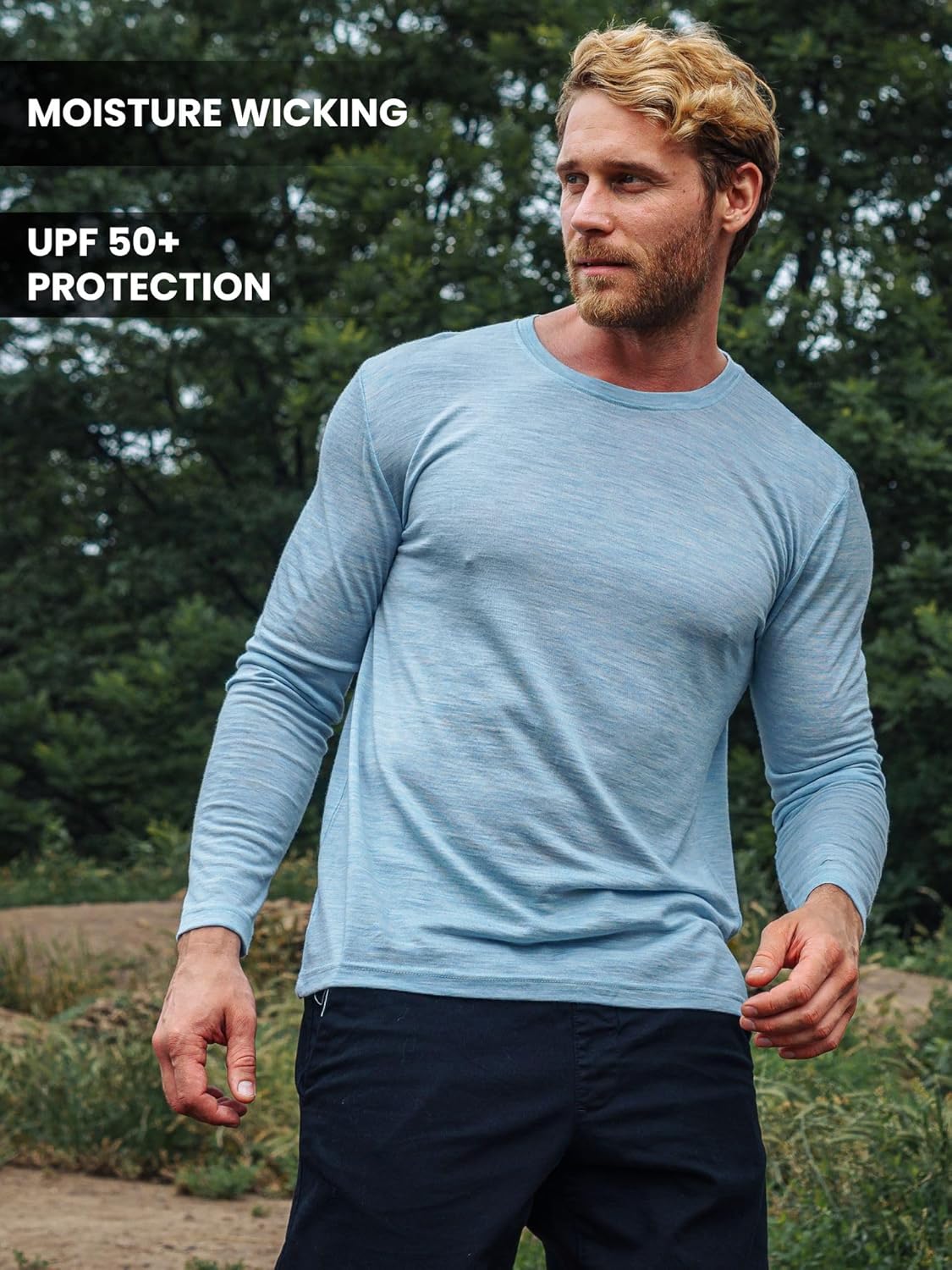 Merino.tech Merino Wool Base Layer - Mens 100% Merino Wool Long Sleeve Thermal Shirts Heavyweight, Midweight, Lite with Socks