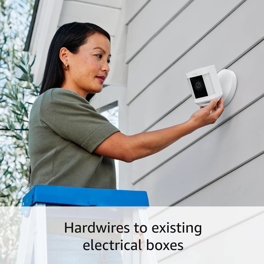 Ring Spotlight Cam Plus, Battery | Two-Way Talk, Color Night Vision, and Security Siren (2022 release) - White