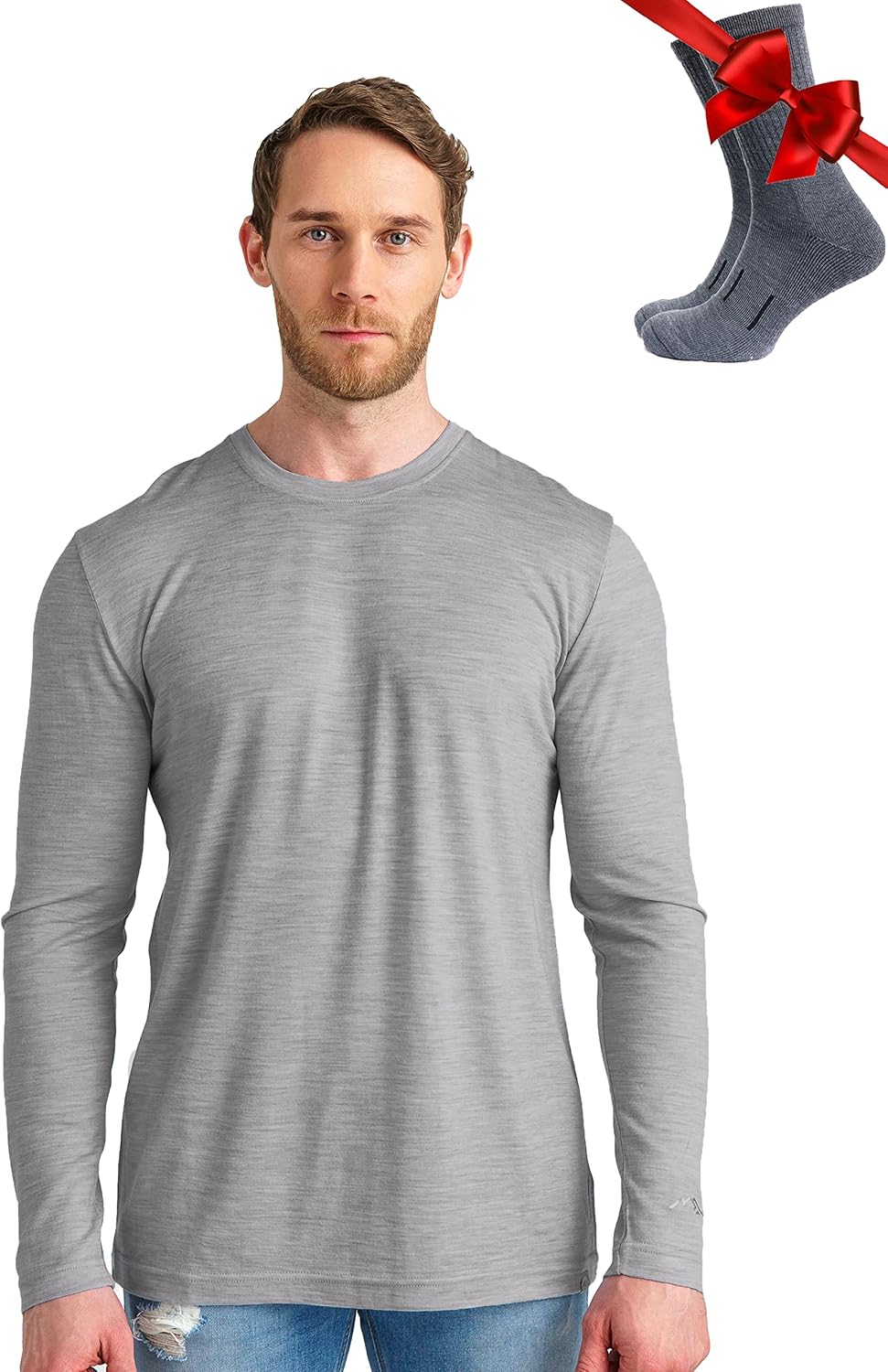 Merino.tech Merino Wool Base Layer - Mens 100% Merino Wool Long Sleeve Thermal Shirts Heavyweight, Midweight, Lite with Socks