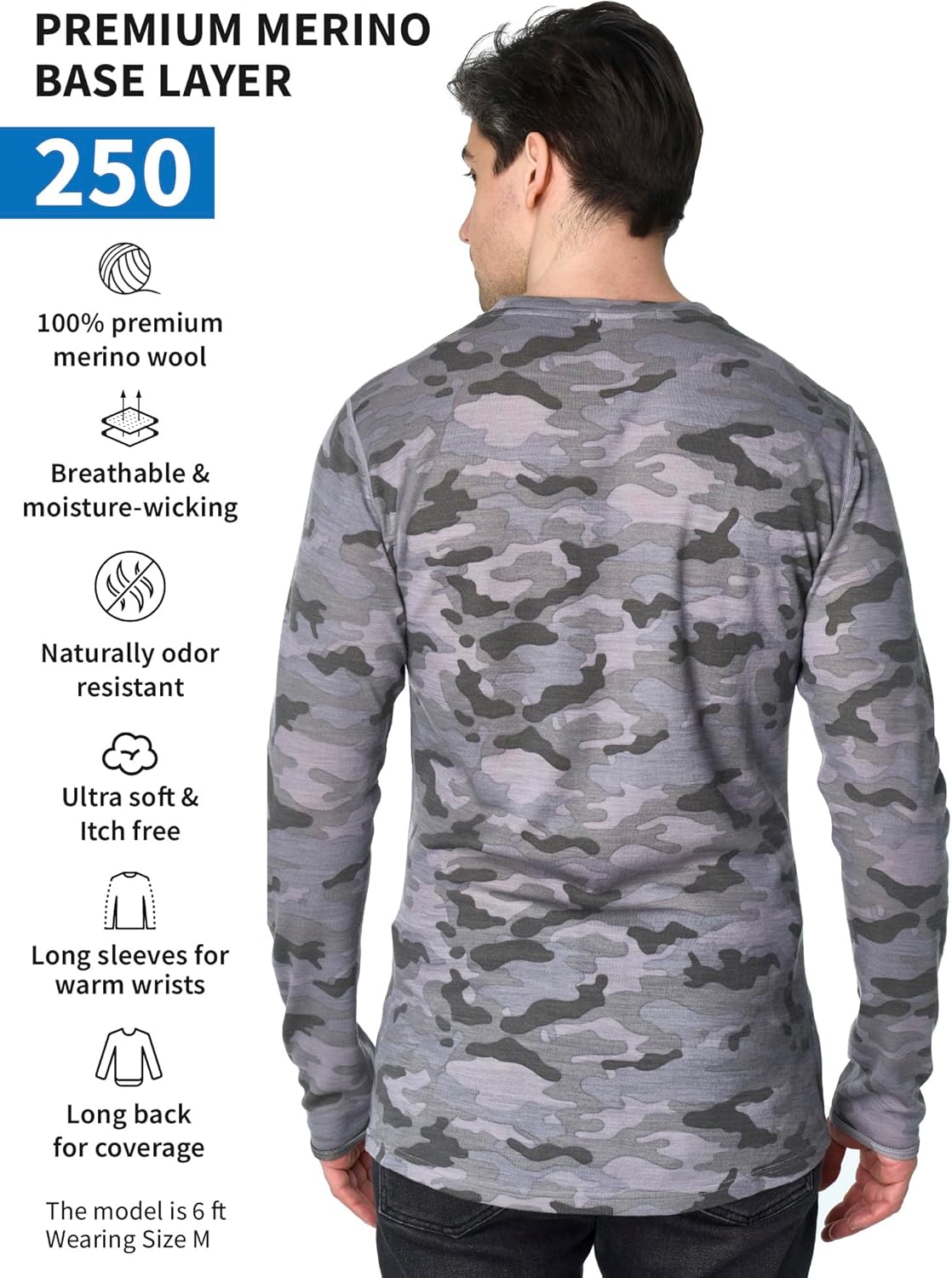 Merino.tech Merino Wool Base Layer - Mens 100% Merino Wool Long Sleeve Thermal Shirts Heavyweight, Midweight, Lite with Socks